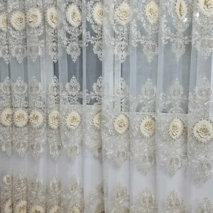 PERDEA DIN TULL BRODAT  SI CATIFEA CU MODEL 3D