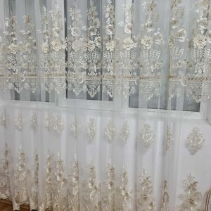 PERDEA DIN TULL BRODAT  SI CATIFEA CU MODEL 3D