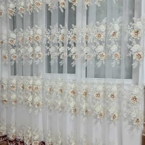 PERDEA DIN TULL BRODAT  SI CATIFEA CU MODEL 3D