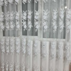 PERDEA DIN TULL BRODAT  SI CATIFEA CU MODEL 3D